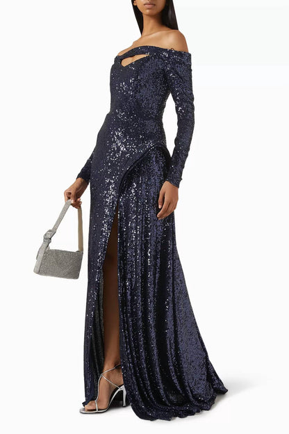 Off-shoulder Long Sleeve Gown
