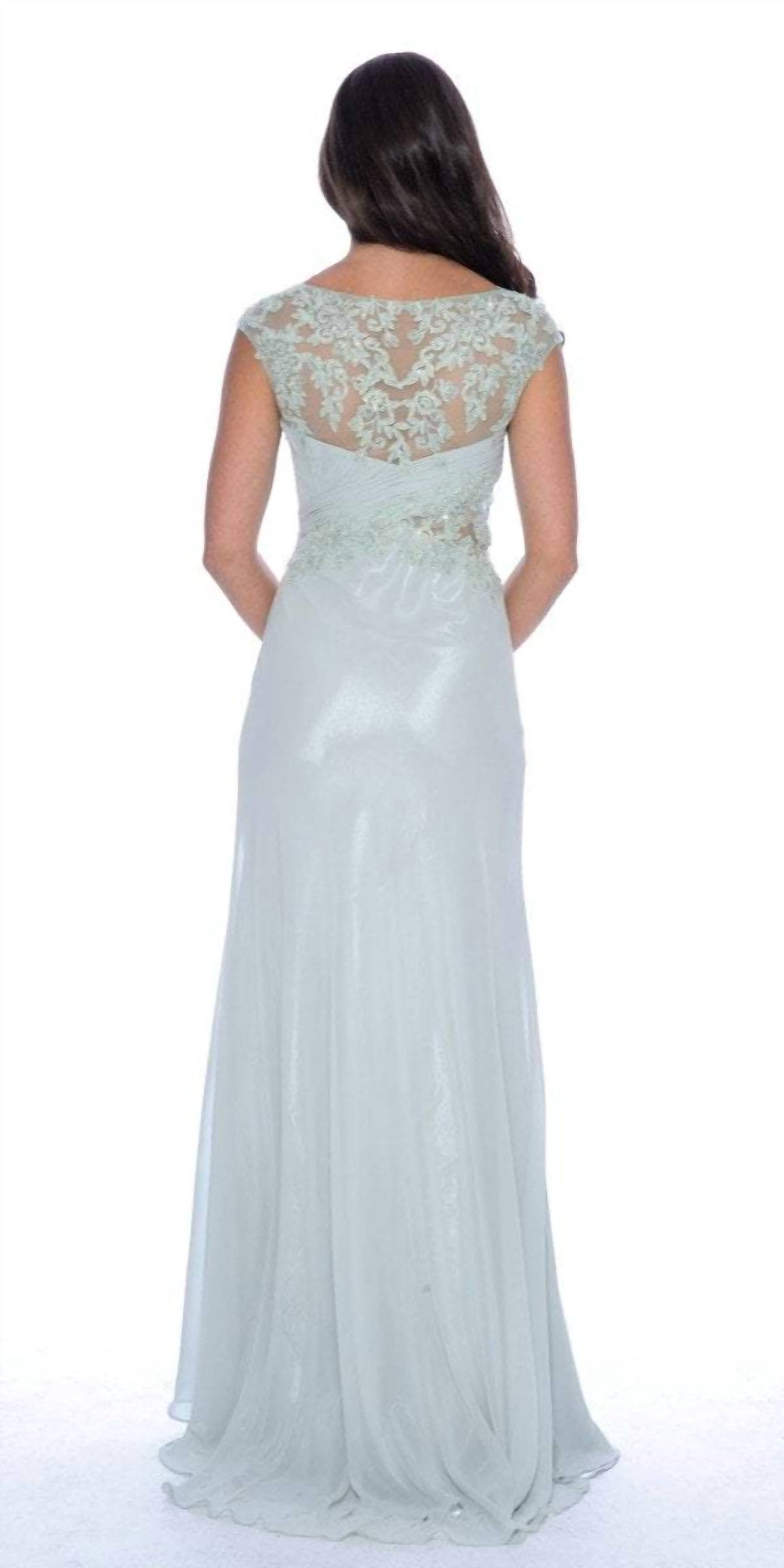 Chiffon Fitted Gown With Illusion Neckline