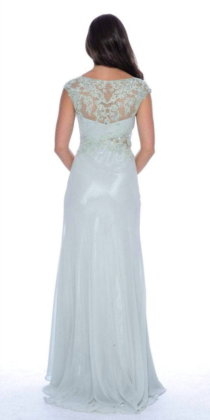 Chiffon Fitted Gown With Illusion Neckline