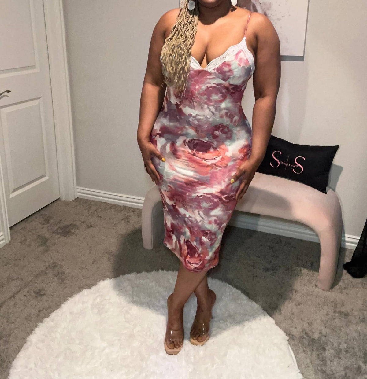 Mauvelous Floral Midi Dress