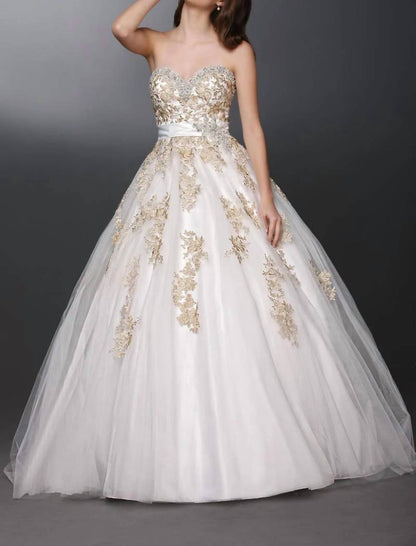 Strapless Tulle And Lace Wedding Gown