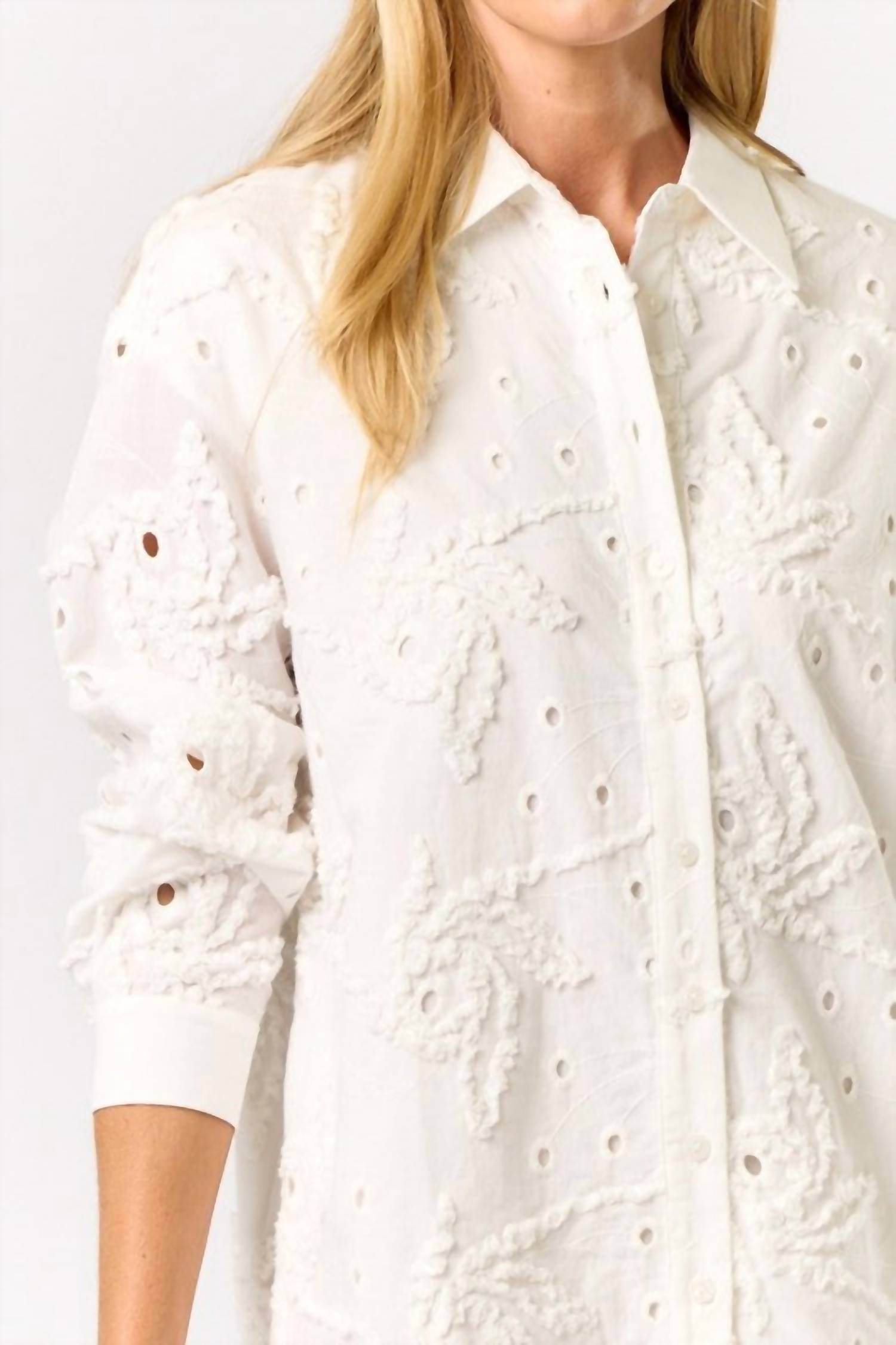 Camellia - Textured Button Down Shirt Dress - Rack Hunt -