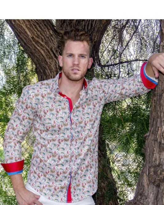 Paisley Button Down Shirt With Trim