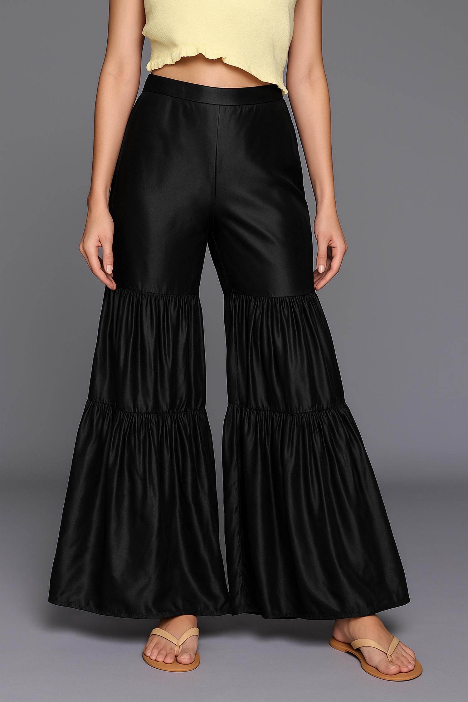 Sani - Satin Palazzo Wide Leg Pants - Rack Hunt -