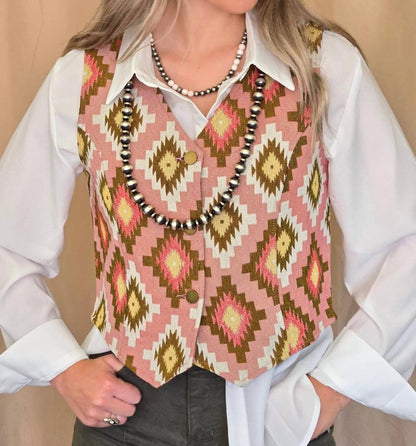 Southwest Tapestry Snap Western Vest