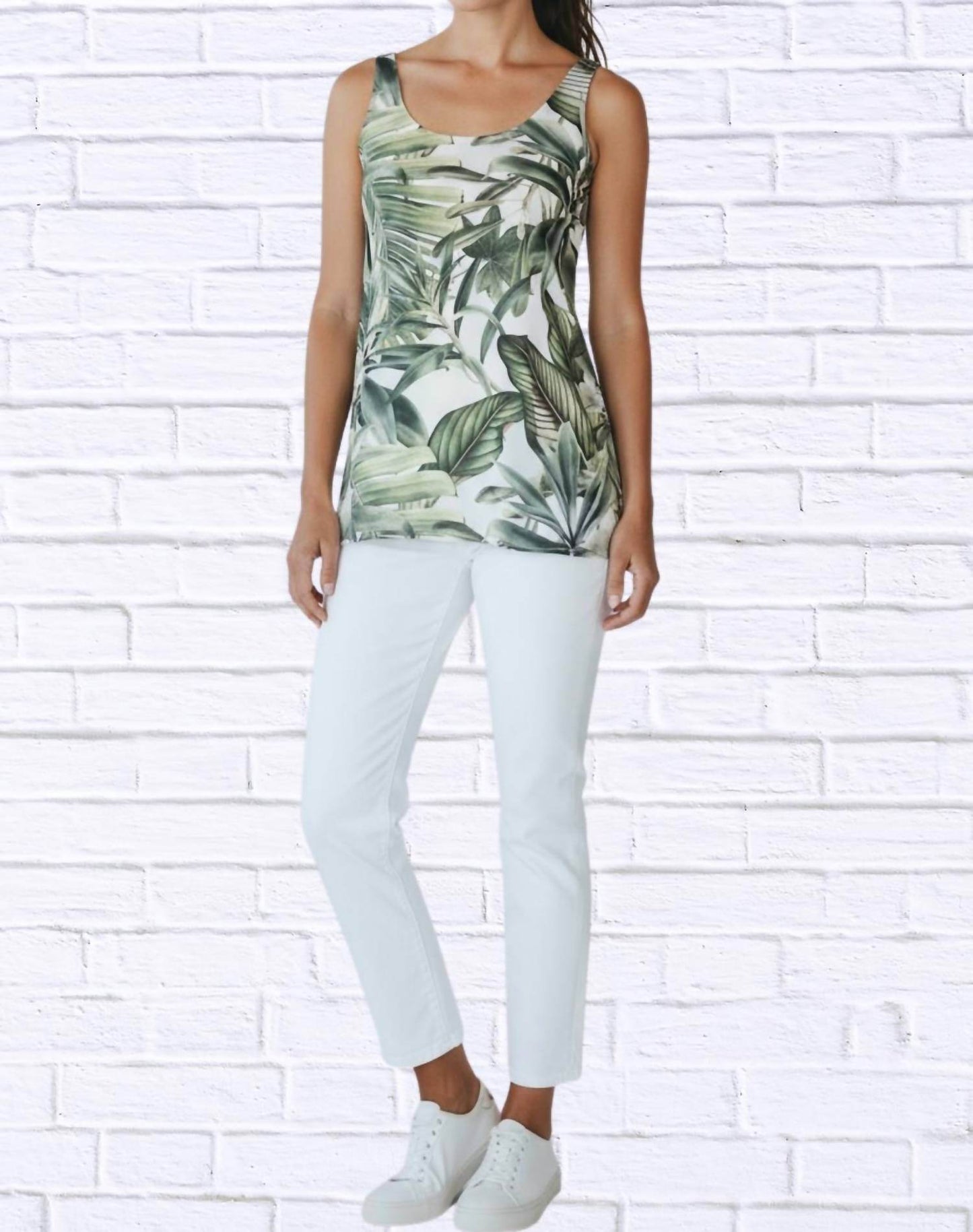 Calypso - Tropical Leaf Print Tank Top - Rack Hunt -