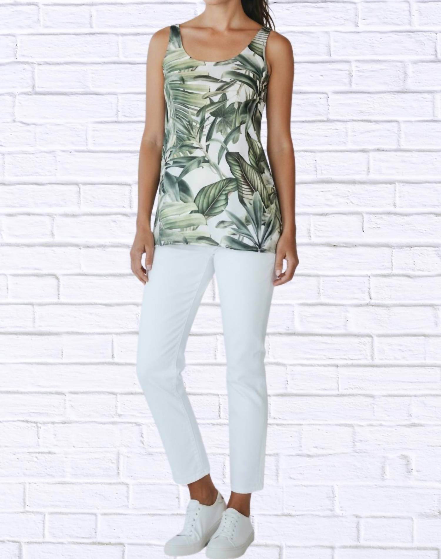 Calypso - Tropical Leaf Print Tank Top - Rack Hunt -