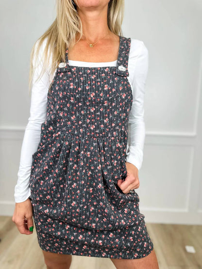 Sing A Song Ribbed Overall Dress