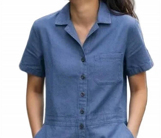 Hemplify Button Front Collared Utility Romper