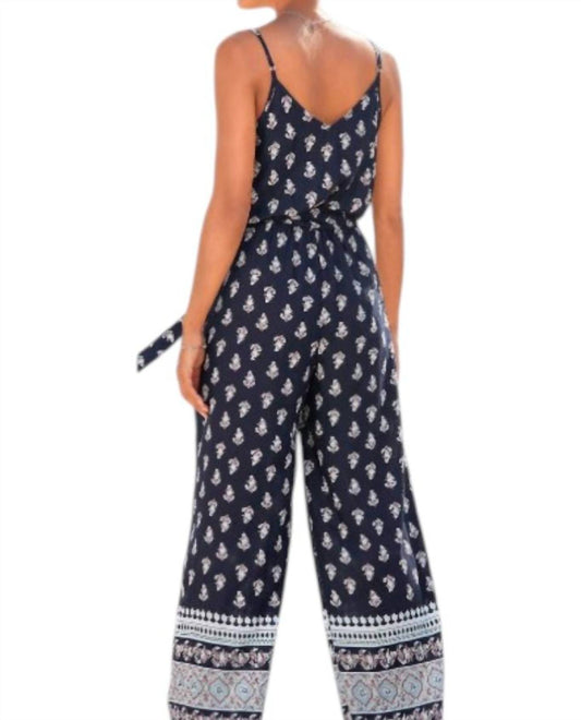 Patterned V-neck Jumpsuit