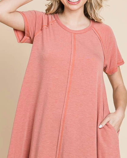 Women’s Solid T Shirt Swing Mini Dress
