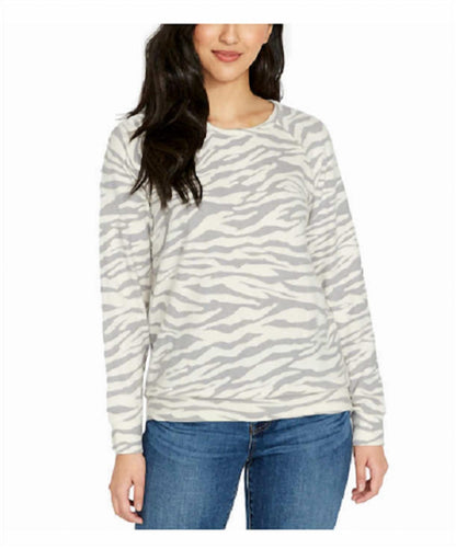 Relaxed Fit Printed Cozy Pullover Top