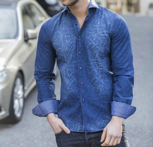 DENIM CRACKLE WASH SHIRT