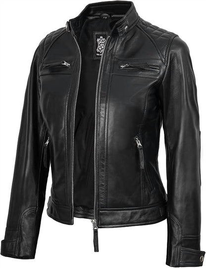 Women's Genuine Diamond Leather Jacket
