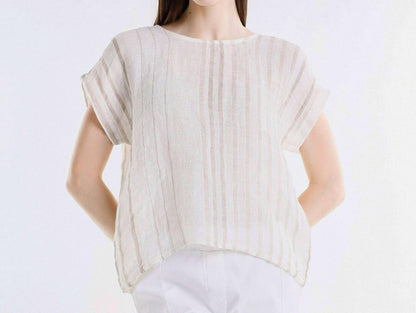 Women's Heidi Short Sleeve Specialty Linen Striped Top