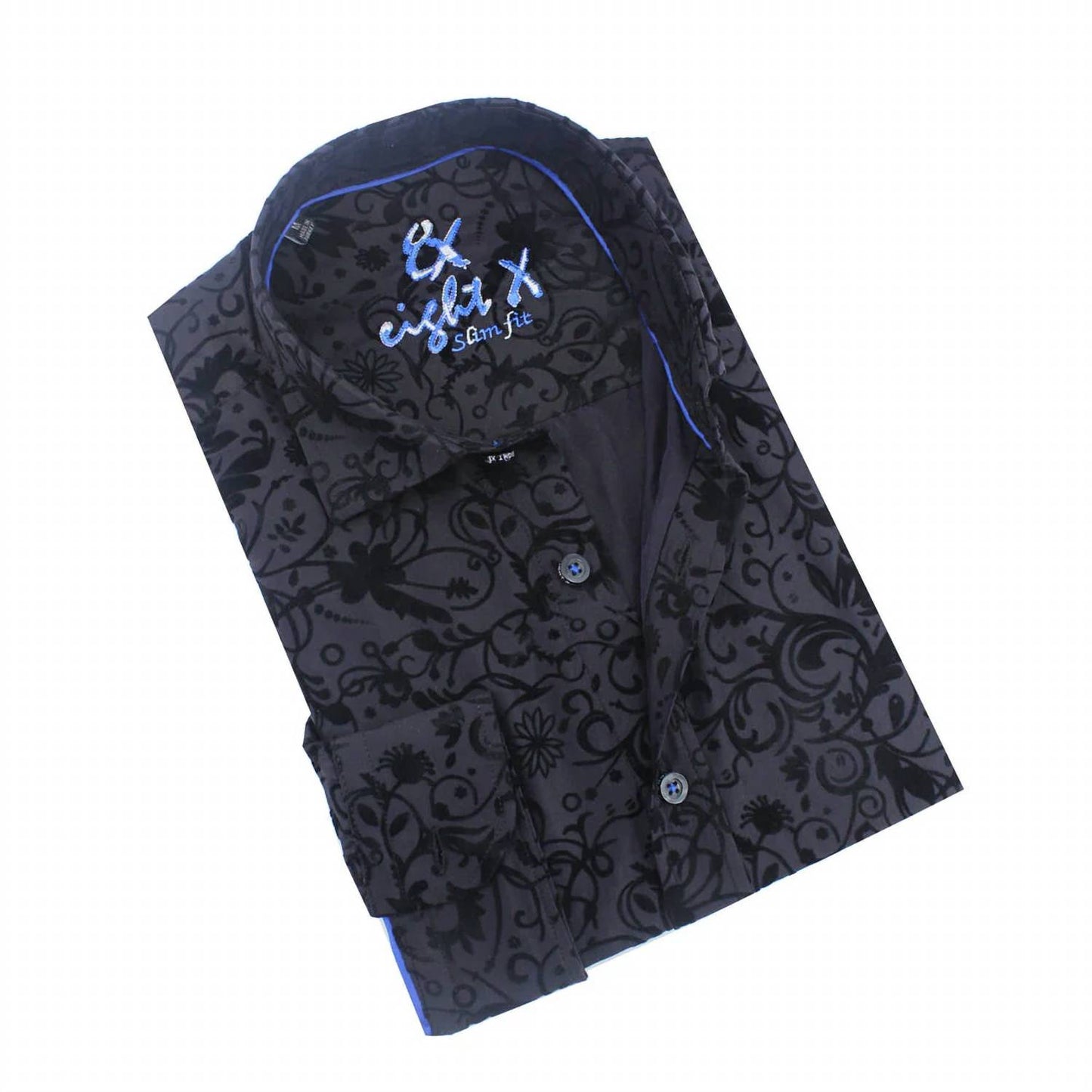 Vine Flocking on Satin Cotton Shirt