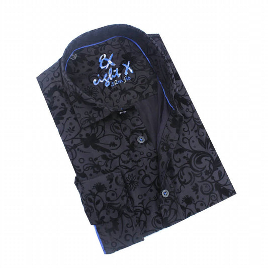 Vine Flocking on Satin Cotton Shirt