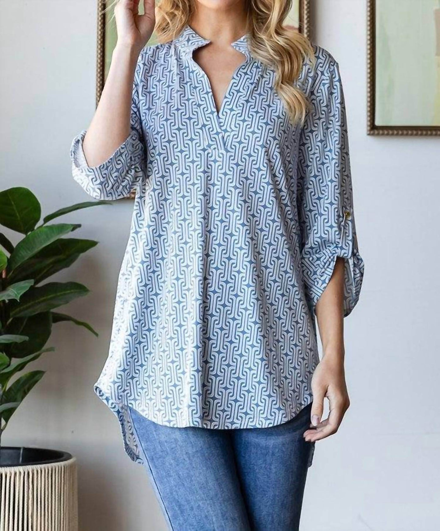 Heimish USA - Women's Roll Up Sleeve Mandarin Top - Rack Hunt