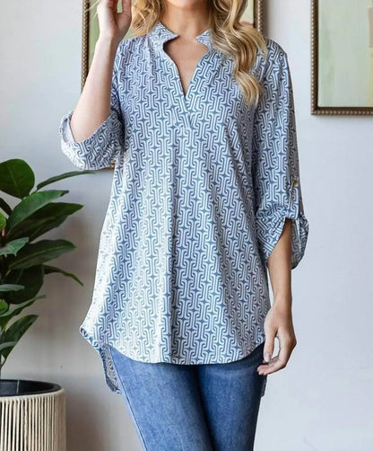 Heimish USA - Women's Roll Up Sleeve Mandarin Top - Rack Hunt