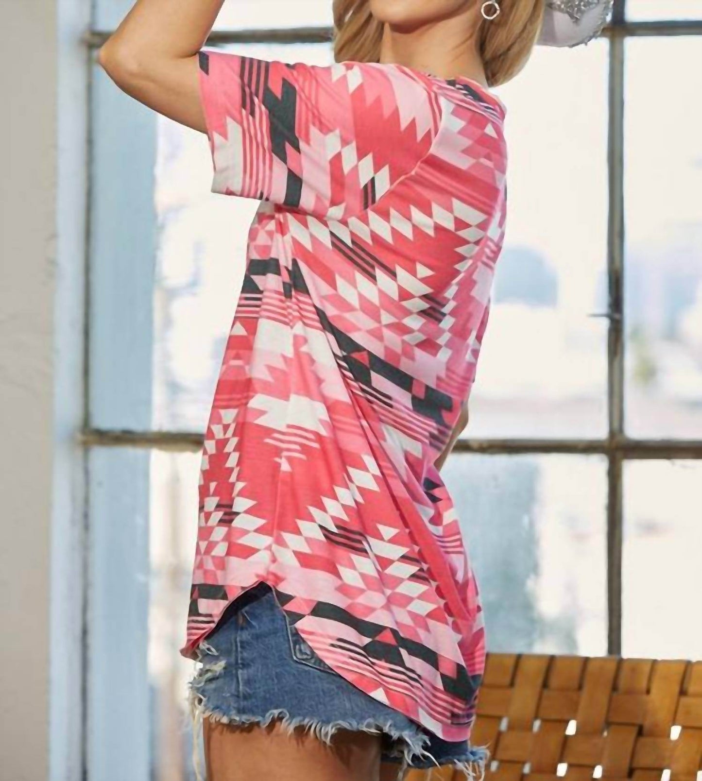 Avery Apparel - Mara Aztec V Neck Top - Rack Hunt -