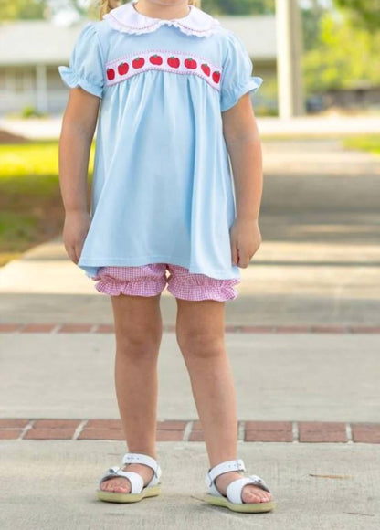 Girls Apple Ribbon Bloomer Set