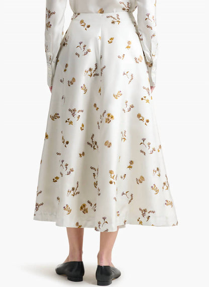 Varda Floral Silk Midi Skirt