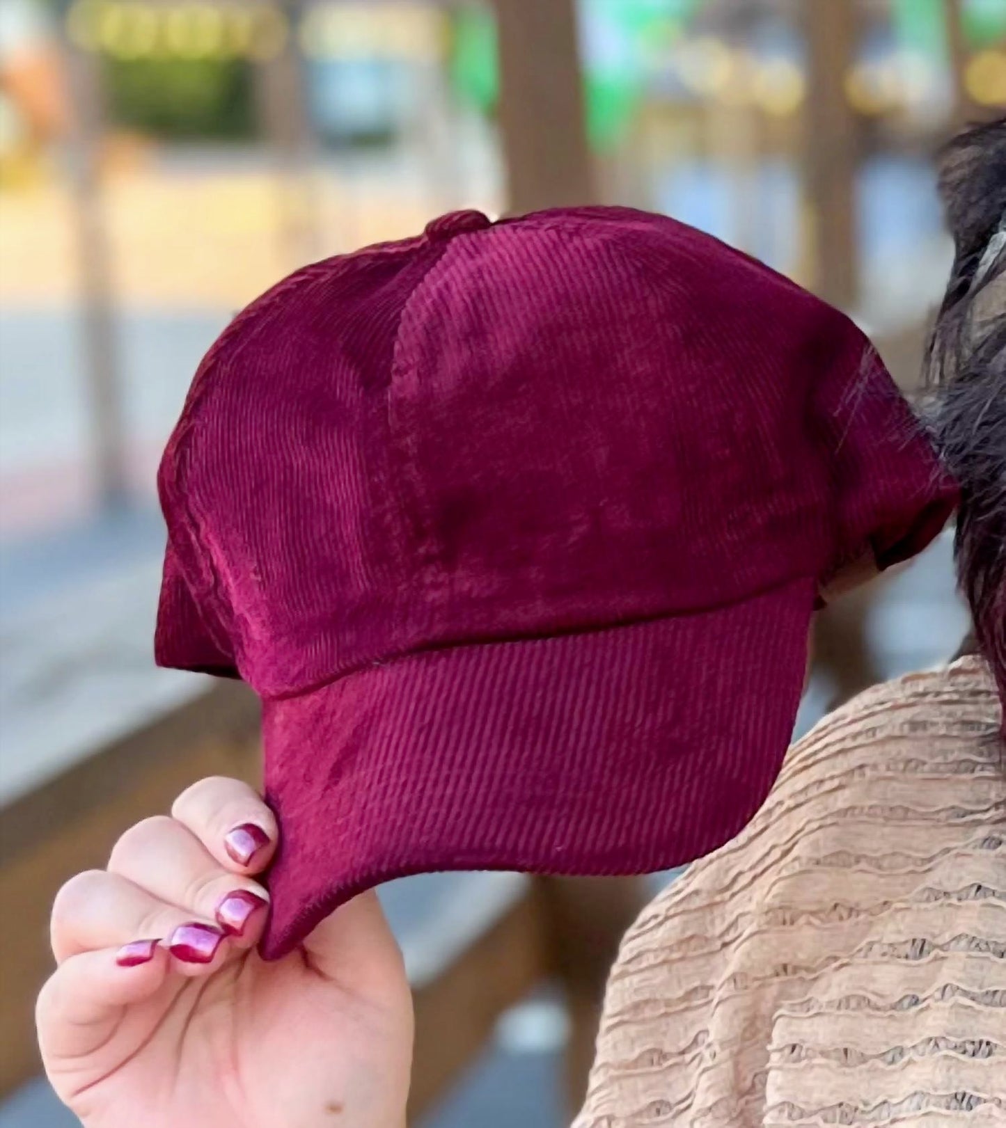 Women's Corduroy Pony Tail Hat