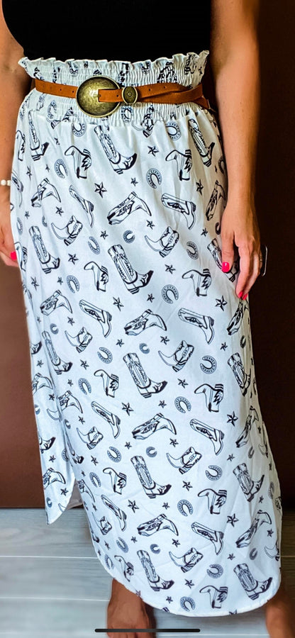 Lonestar Side Slits Smocked Waist Skirt