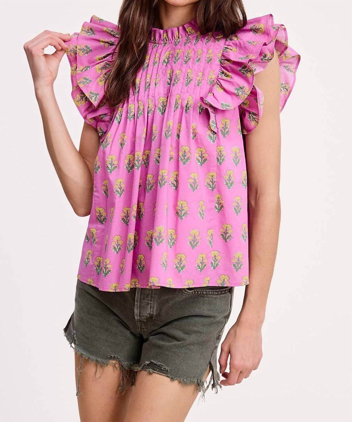 Ultramarine - Floral Cluster Ruffle Blouse - Rack Hunt -