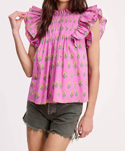 Ultramarine - Floral Cluster Ruffle Blouse - Rack Hunt