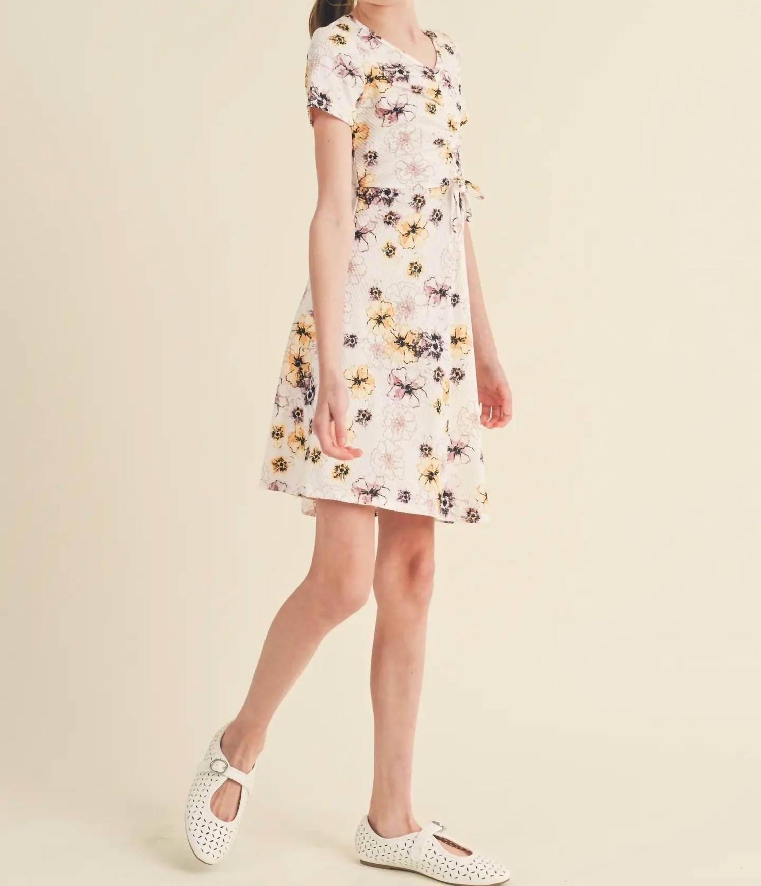 Heart and Arrow - Girls' Ruched Front Floral Dress - Rack Hunt -