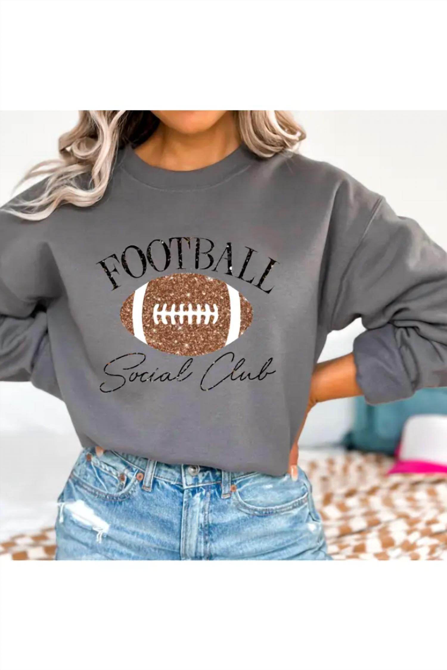 Gia Gifts Boutique - Sparkly Football Social Club Sweater - Rack Hunt -