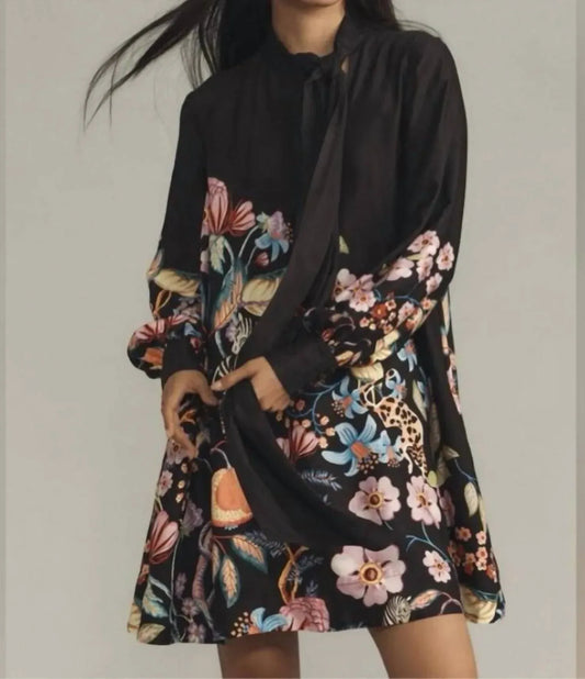 Maeve - Caroline Tie-neck Mini Long Sleeve Dress - Rack Hunt