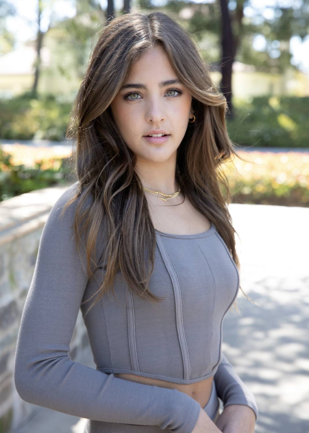 Girls' Ribbed Long Sleeve Corset Top