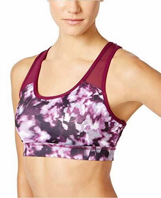 Ideology Womens Activewear Printed Mesh Inset Sports Bra