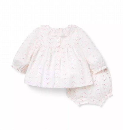 Kid's Hearts Long Sleeve Ruffle Collar Set