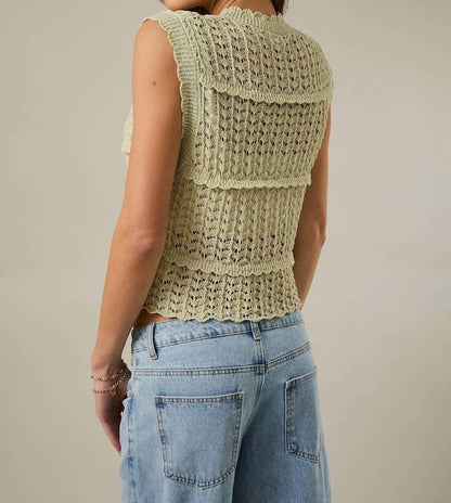 Sleeveless Knit Cardigan