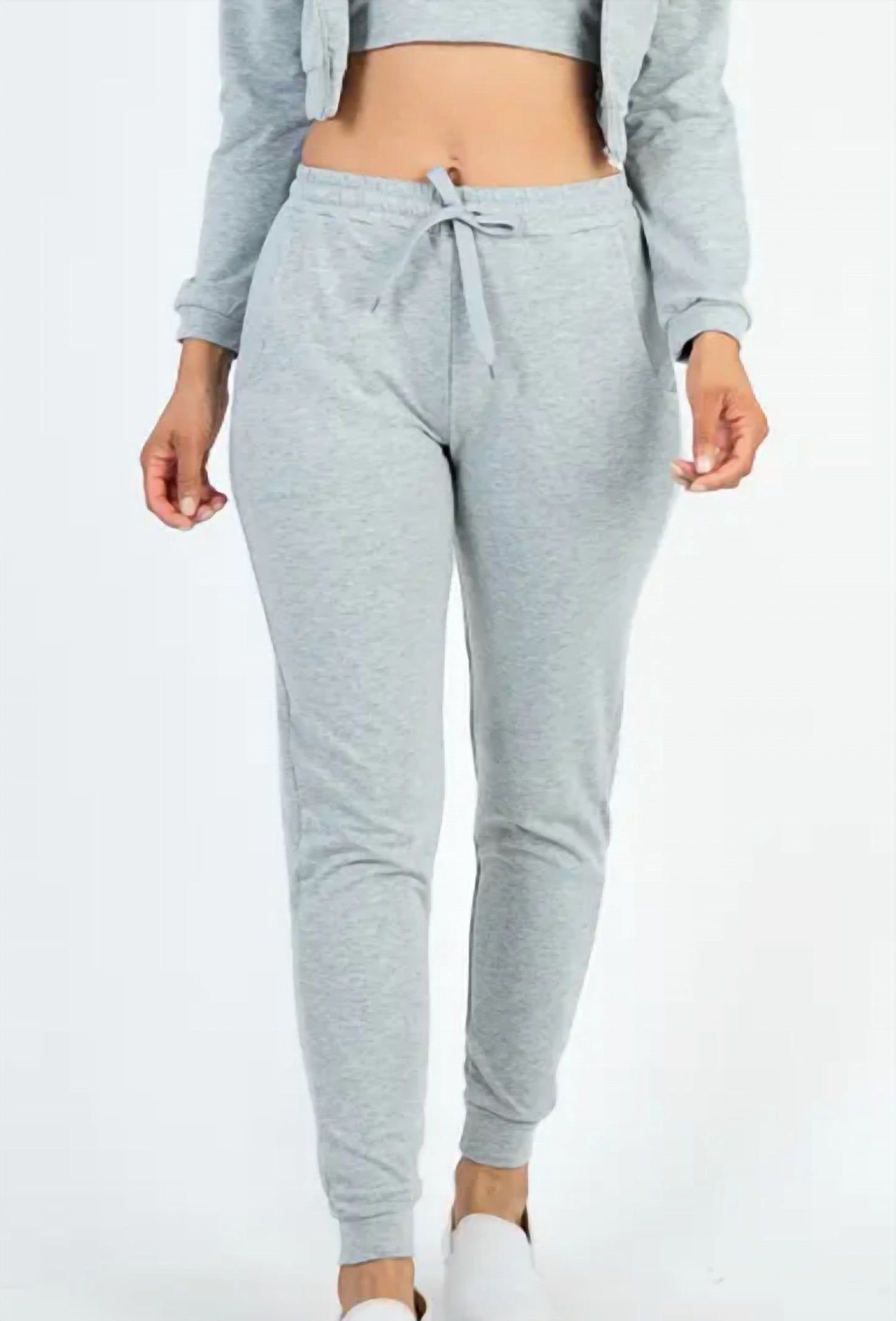 Cropped Cami With Zip-up Hoodie And Joggers Set