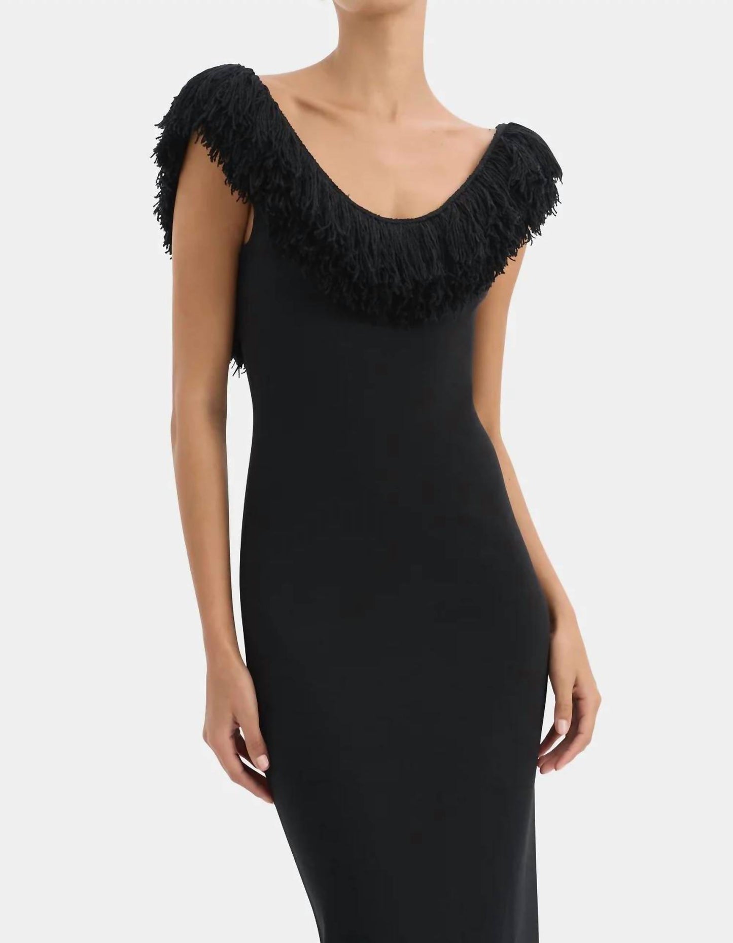 MARCELLINE FRINGE SCOOP BACK GOWN