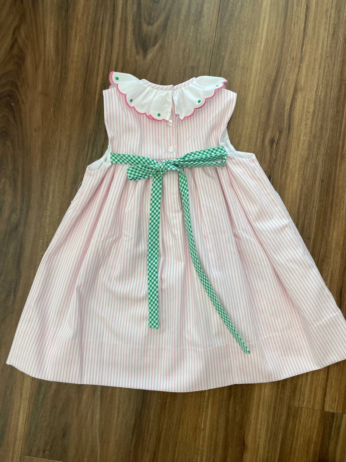 Kid's Strawberries Embroidered Dress With Pockets