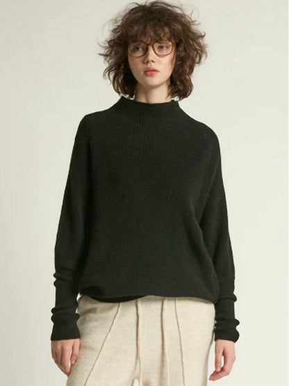 Mockneck Batwing Sleeves Sweater