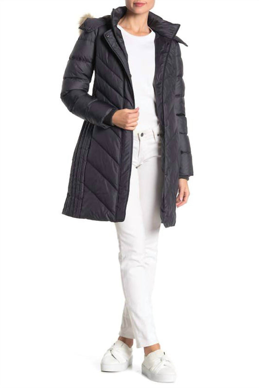 Larry Levine - Mid Length Faux Fur Hooded Puffer Jacket - Rack Hunt -