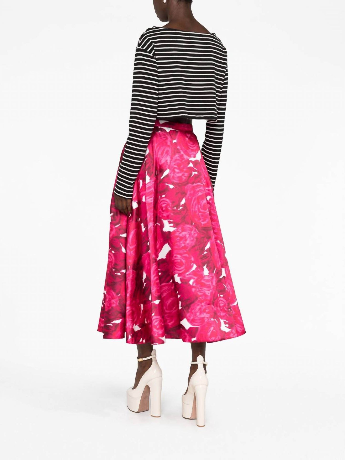 Valentino - Rose Moire Midi Skirt - Rack Hunt