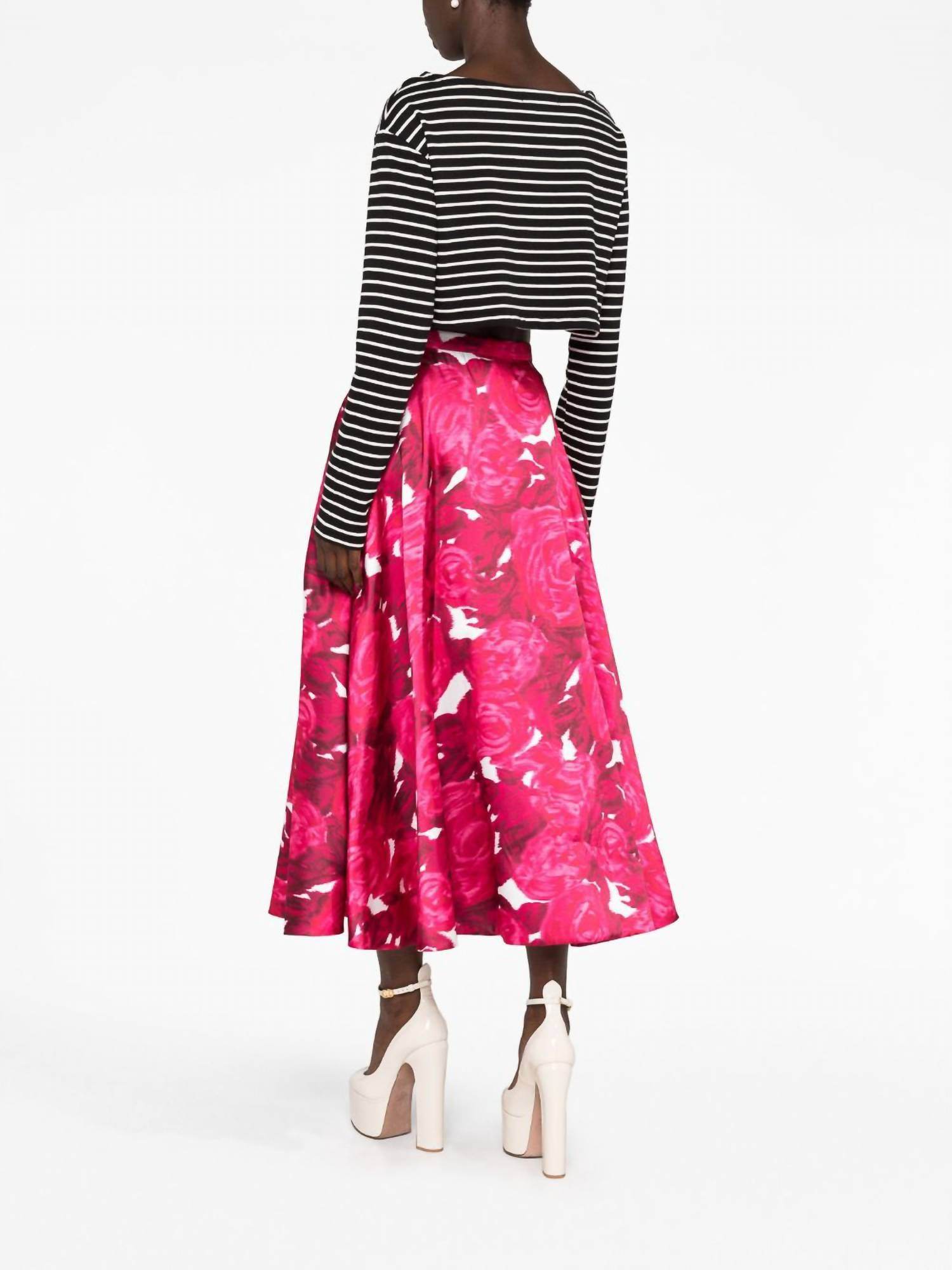 Valentino - Rose Moire Midi Skirt - Rack Hunt