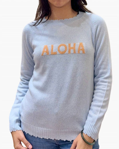 Custom Frayed Crew "aloha" Sweater
