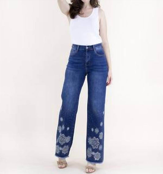 Original USA - Eyelet Embroidered High Rise Wide Leg Jeans Plus - Rack Hunt -