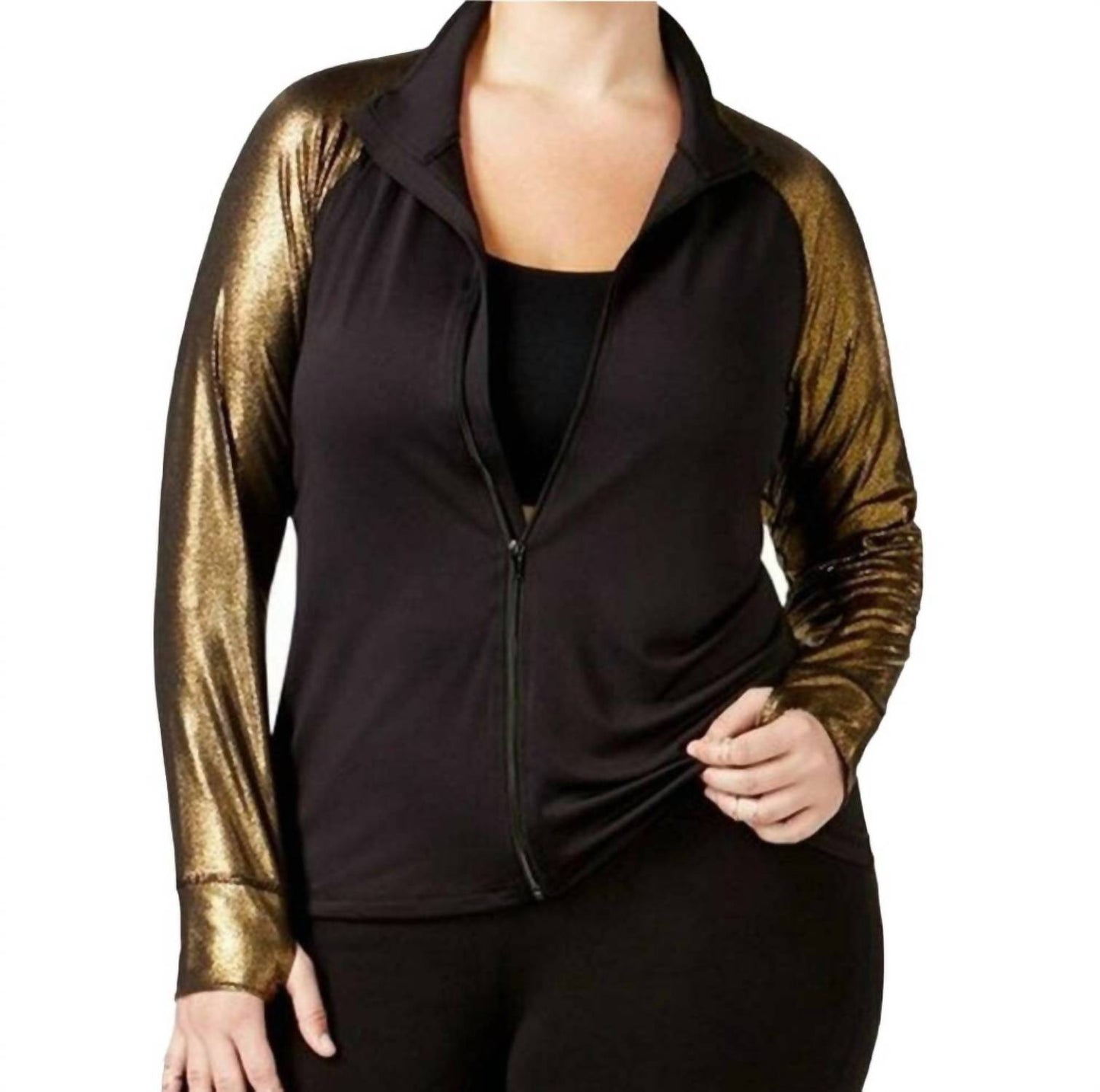 Women's Active Plus Size Metallic Sleeve Jacket