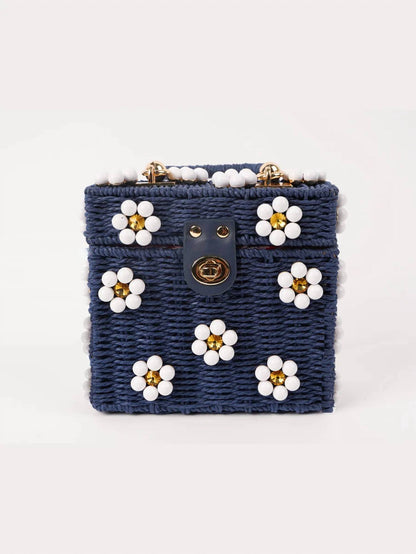 Women's Wicker Bucket Flower Bag