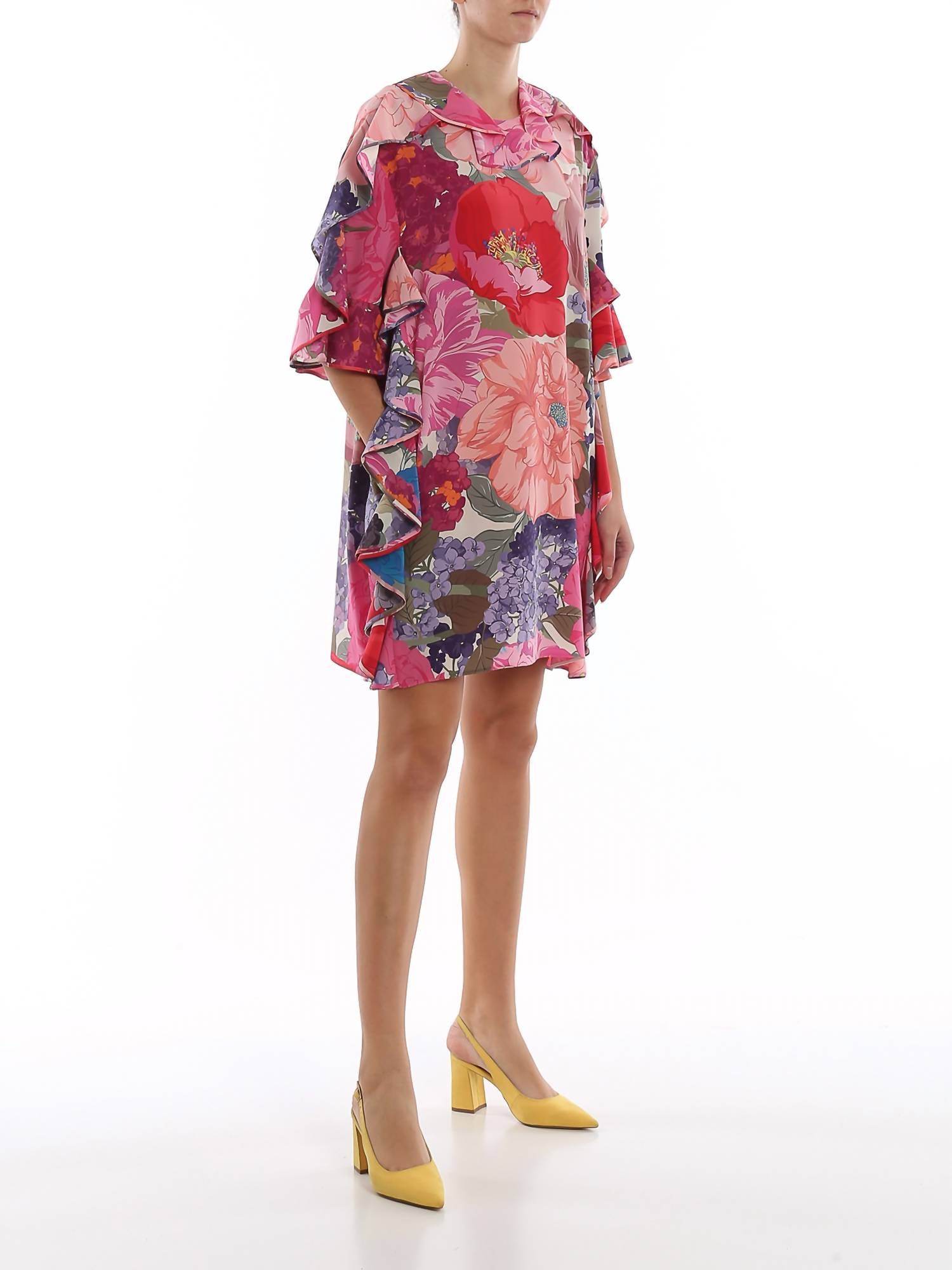 Valentino - Floral Silk Flounced Dress - Rack Hunt