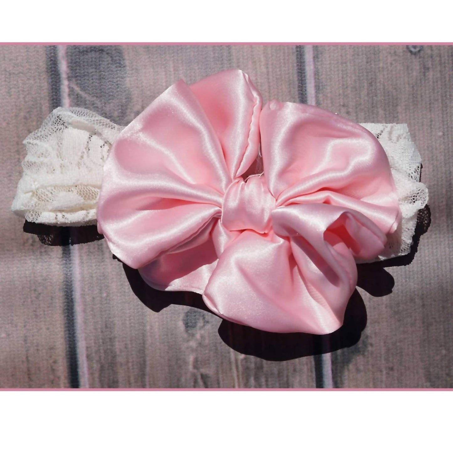 Cuddle Couture - Baby Girls Vintage Lace And Satin Bow Headband - Rack Hunt -